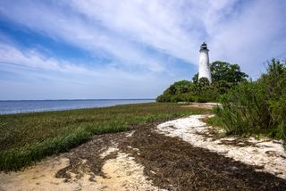 A sunny day at St Mark's Lighthouse in a nature preserve near Tallahassee
