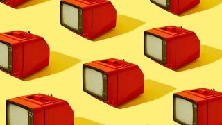 A group of small televisions