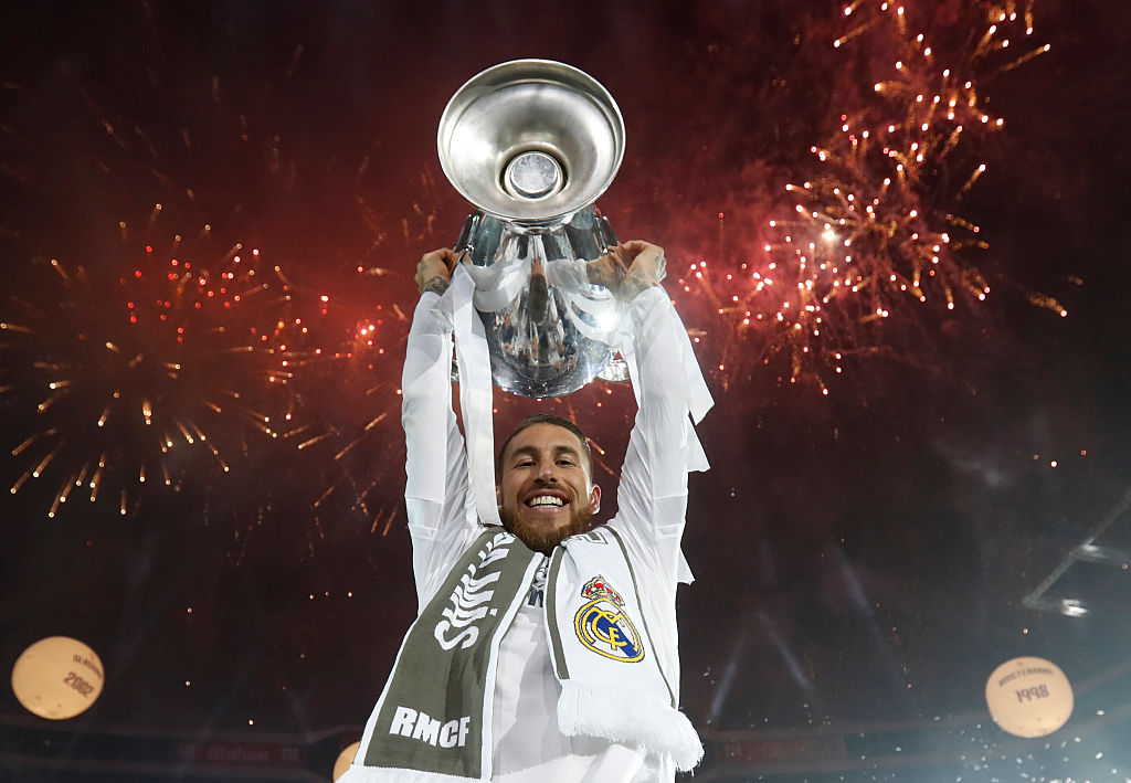 Sergio Ramos of Real Madrid CF during Real Madrid CF team celebration at Santiago Bernabeu Stadium the day after winning the UEFA Champions League Final match against Club Atletico de Madrid on May 29, 2016 in Madrid, Spain. Real Madrid CF is the only European football team with 11 European Cups.
