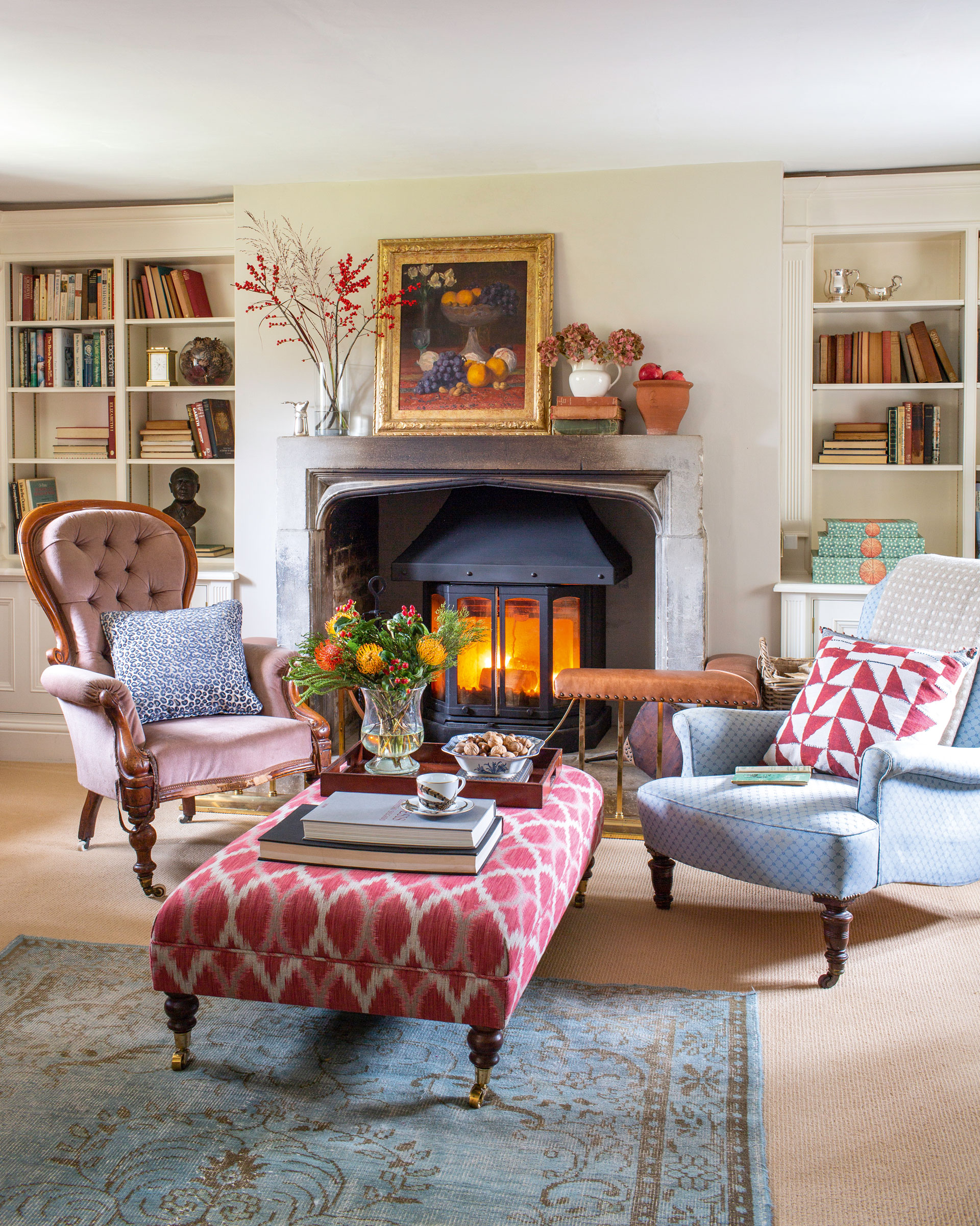 traditional living room ideas – with wood burner