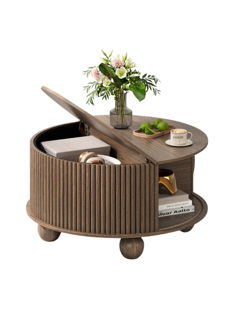 Fluted Lift-Top Coffee Table With Storage 