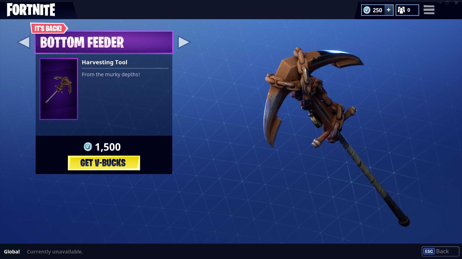 The Bottom Feeder harvesting tool, which looks like a rusty anchor.