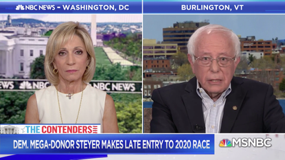 Andrea Mitchell and Bernie Sanders.