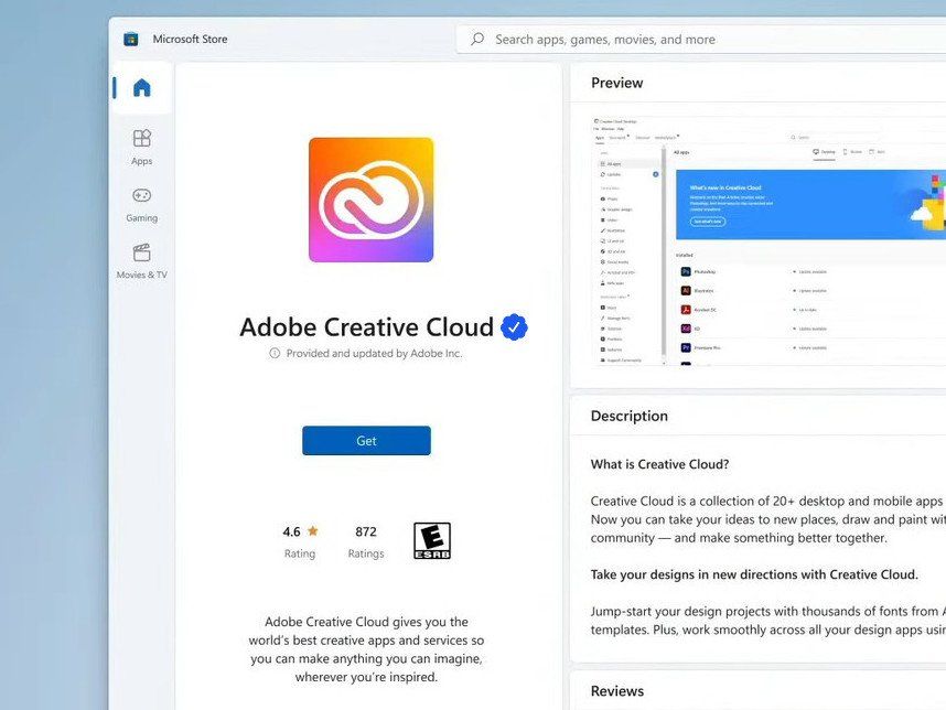 Windows 11 Store Adobe Verified Concept