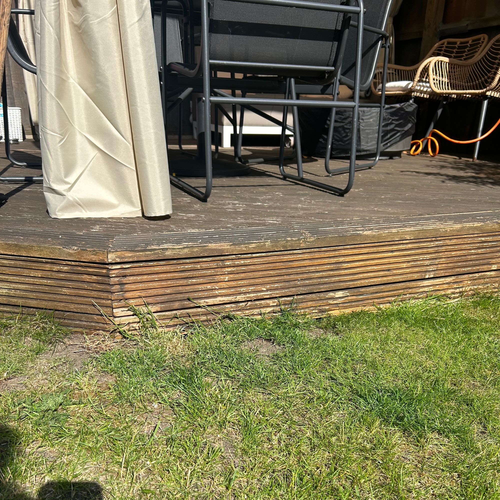 Decking edging after being mowed