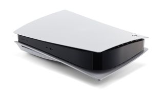 A PS5 on a white background