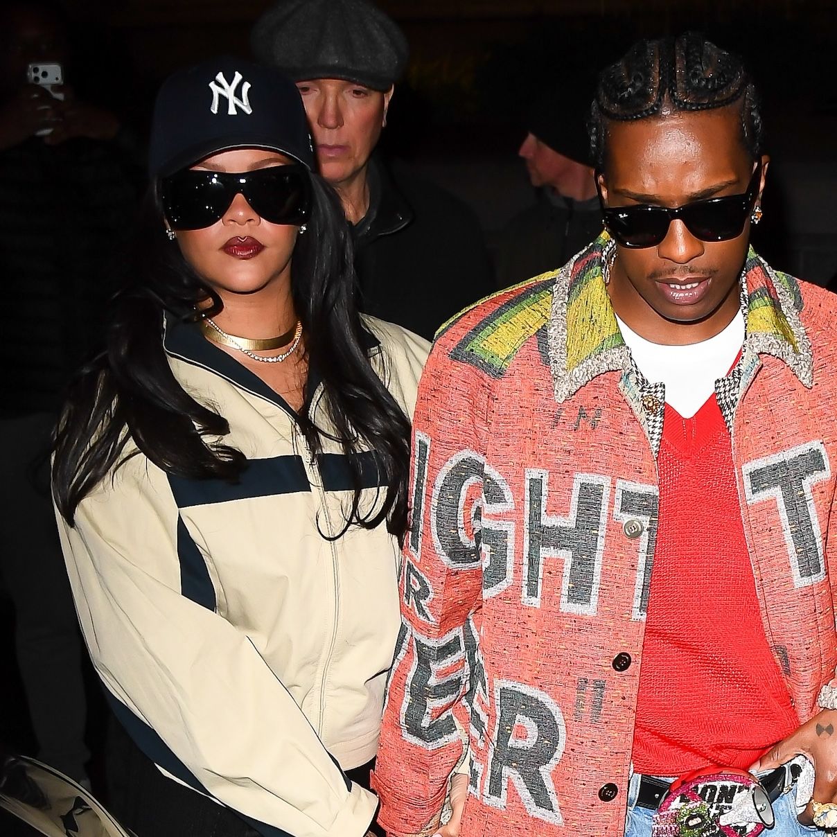 Rihanna wearing berry lipstick in NYC