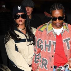 Rihanna wearing berry lipstick in NYC