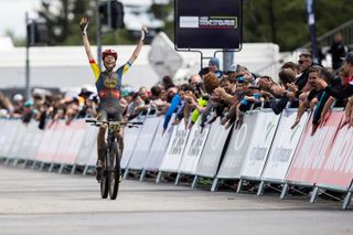 Canadian Isabella Holmgren (Lidl-Trek) wins U23 XCC race at 2024 World Cup Nove Mesto