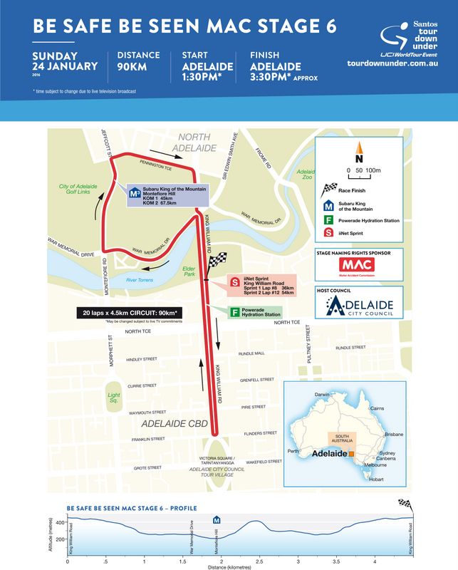 2016 Tour Down Under stage 6 map