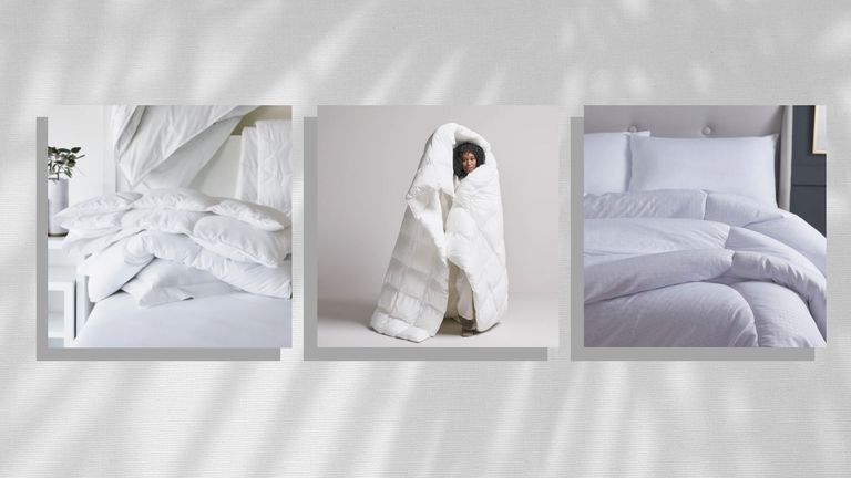 A composite image of three of the best duvets on sale in the UK and US in 2022