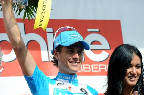 Niki Terpstra (Milram) on the podium after Tuesday's Dauphin&eacute; Lib&eacute;r&eacute; stage to Saint-&Eacute;tienne.