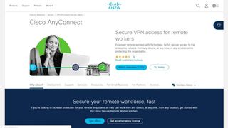 Cisco AnyConnect's homepage