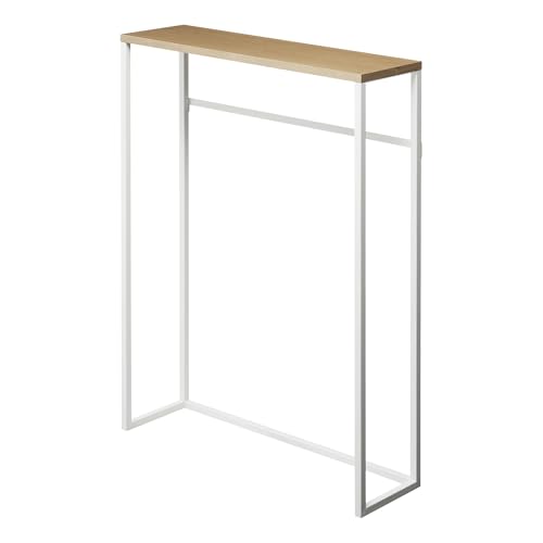 Yamazaki 5164 Tower Console Table, White, Steel/wood, Minimalist Design, 60 X 18.5 X 80.5 Cm (lxwxh)
