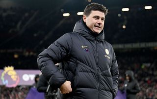 Mauricio Pochettino, Manager of Chelsea, looks on prior to the Premier League match between Manchester United and Chelsea FC at Old Trafford on December 06, 2023 in Manchester, England. (Photo by Darren Walsh/Chelsea FC via Getty Images)