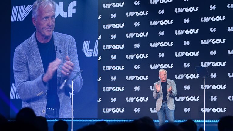 Greg Norman at the LIV Golf Invitational Series London draft on 7 June 2022