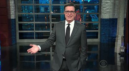 Stephen Colbert waves goodbye to Al Franken