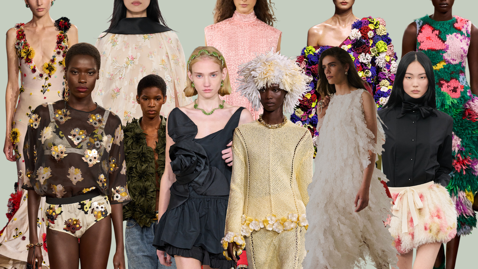 spring 2026 floral trends at Chanel, Fendi, Dior, Balenciaga, Simone Rocha, Louis Vuitton, McQueen, Altuzarra