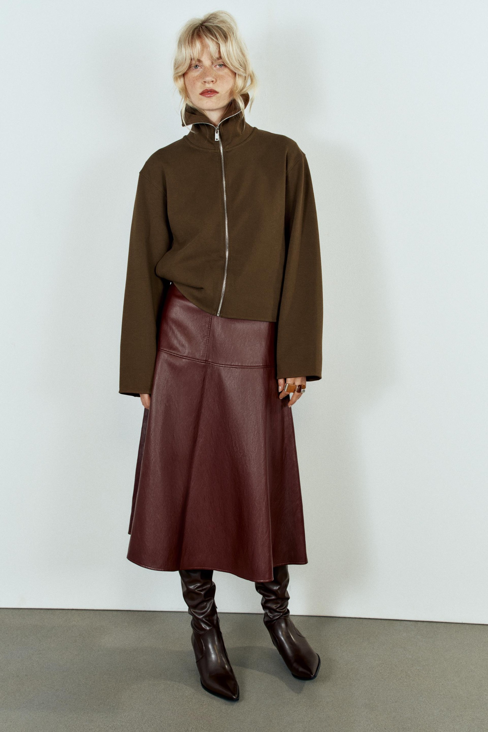 Interlock Zip-Up Sweatshirt - Dark Olive - S