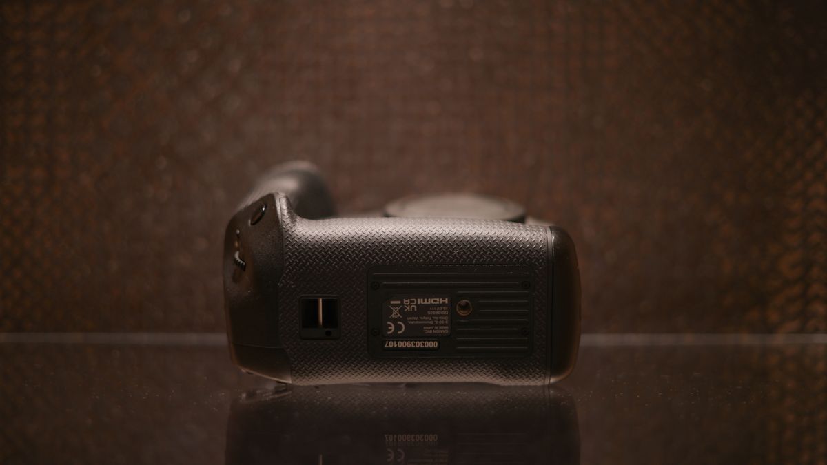 Canon EOS R1 against a dark background