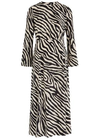 Rixo, Suzanne Zebra-Print Woven Midi Dress