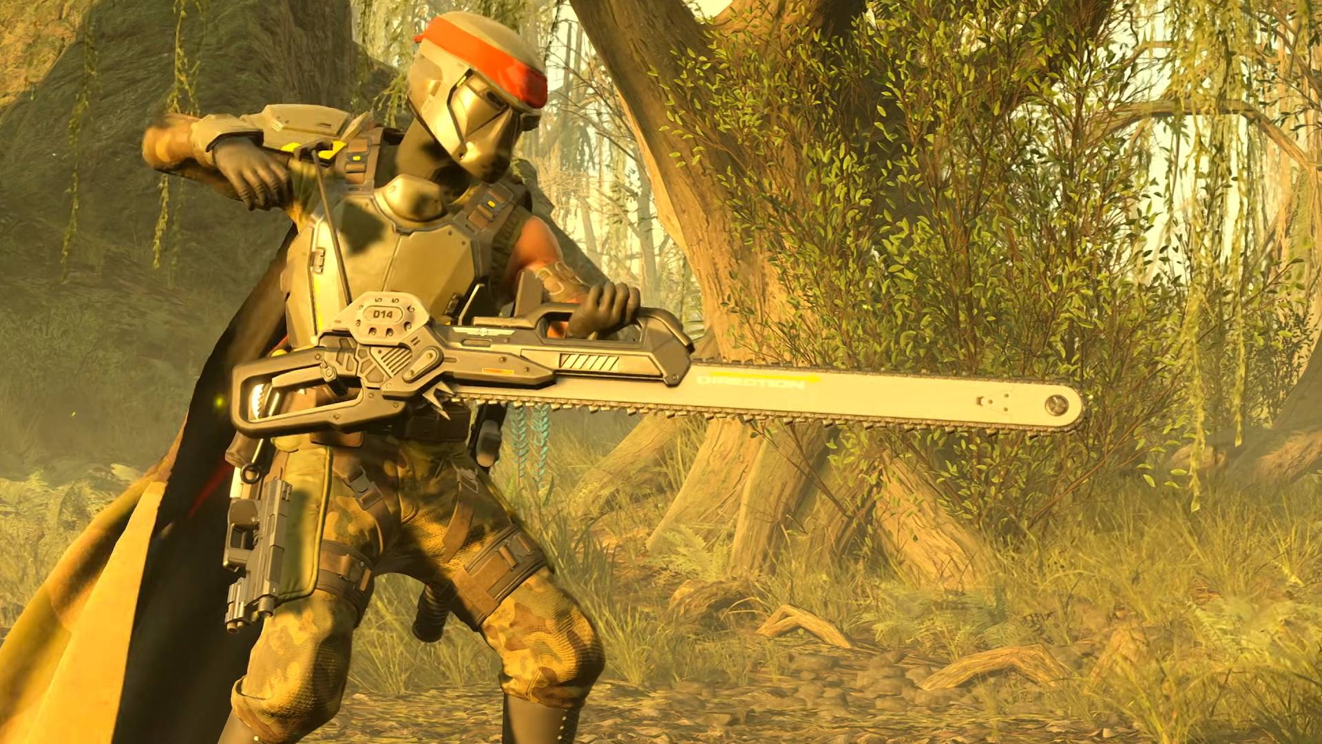 Helldivers 2 Python Commandos helldiver pulling cord on chainsaw
