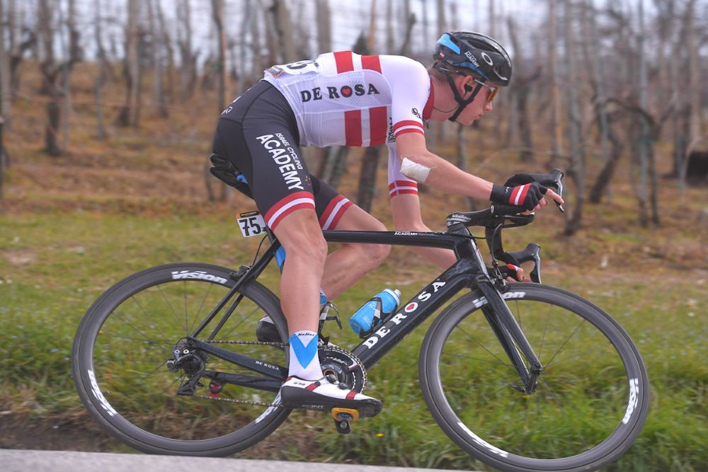 Israel Cycling Academy's Krists Neilands in the stage 4 breakaway at Tirreno-Adriatico