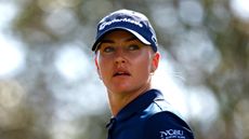 Charley Hull looks over her shoulder during the first round of The Annika 2024