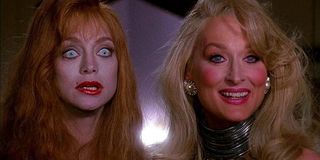 A close-up of Goldie Hawn and Meryl Streep in 'Death Becomes Her'