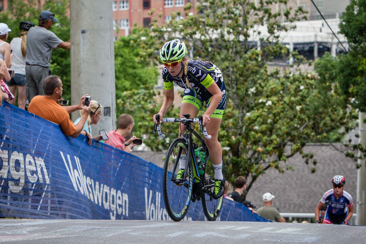 Kendall Ryan (TIBCO) at the top of the steep climb.