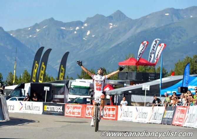 Hugo Drechou (Calvisson VTT) takes the win in the U23 men's cross country race in Andorra