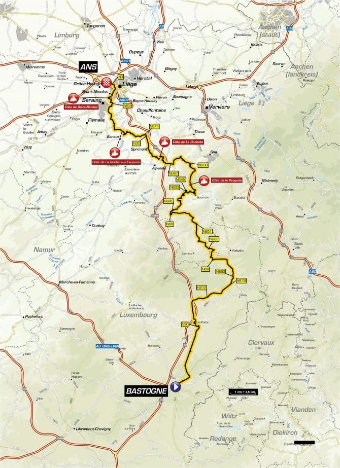 2018 Liege-Bastogne-Liege Femmes map