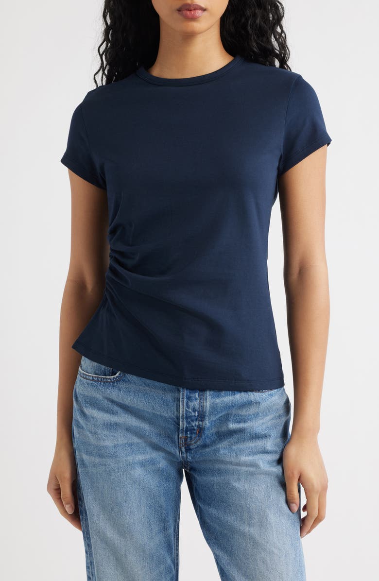 Asymmetric Ruched Jersey T-Shirt