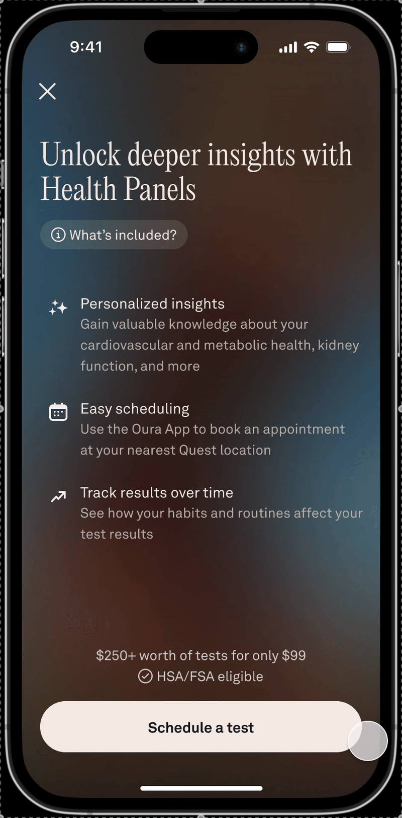 Health Panels in the Oura app showing health insights