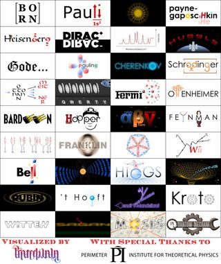 Dr. Prateek Lala created these "logotypes" for physicists, mathematicians, astronomers, and chemists.