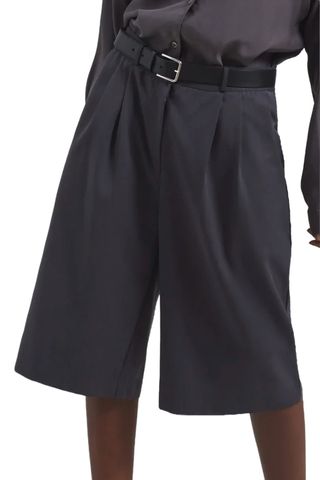 Wilma Pleated Bermuda Shorts - Charcoal