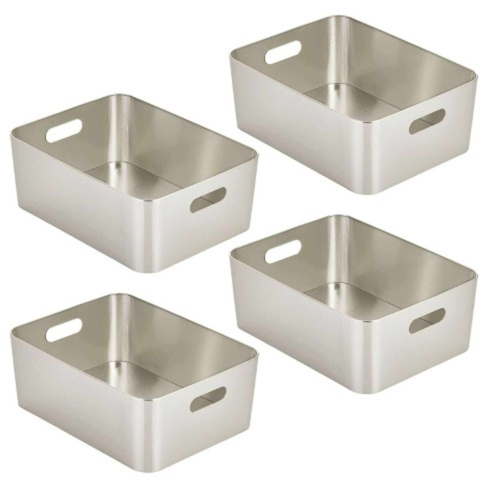 mDesign Keranjang penyimpanan logam besar dengan pegangan