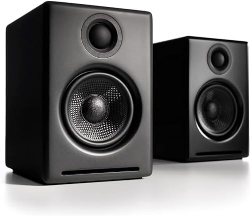 Audioengine A2 Bluetooth Desktop Speakers, Compact Stereo, Matte Black, Usb