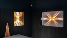 artwork displayed in black gallery space