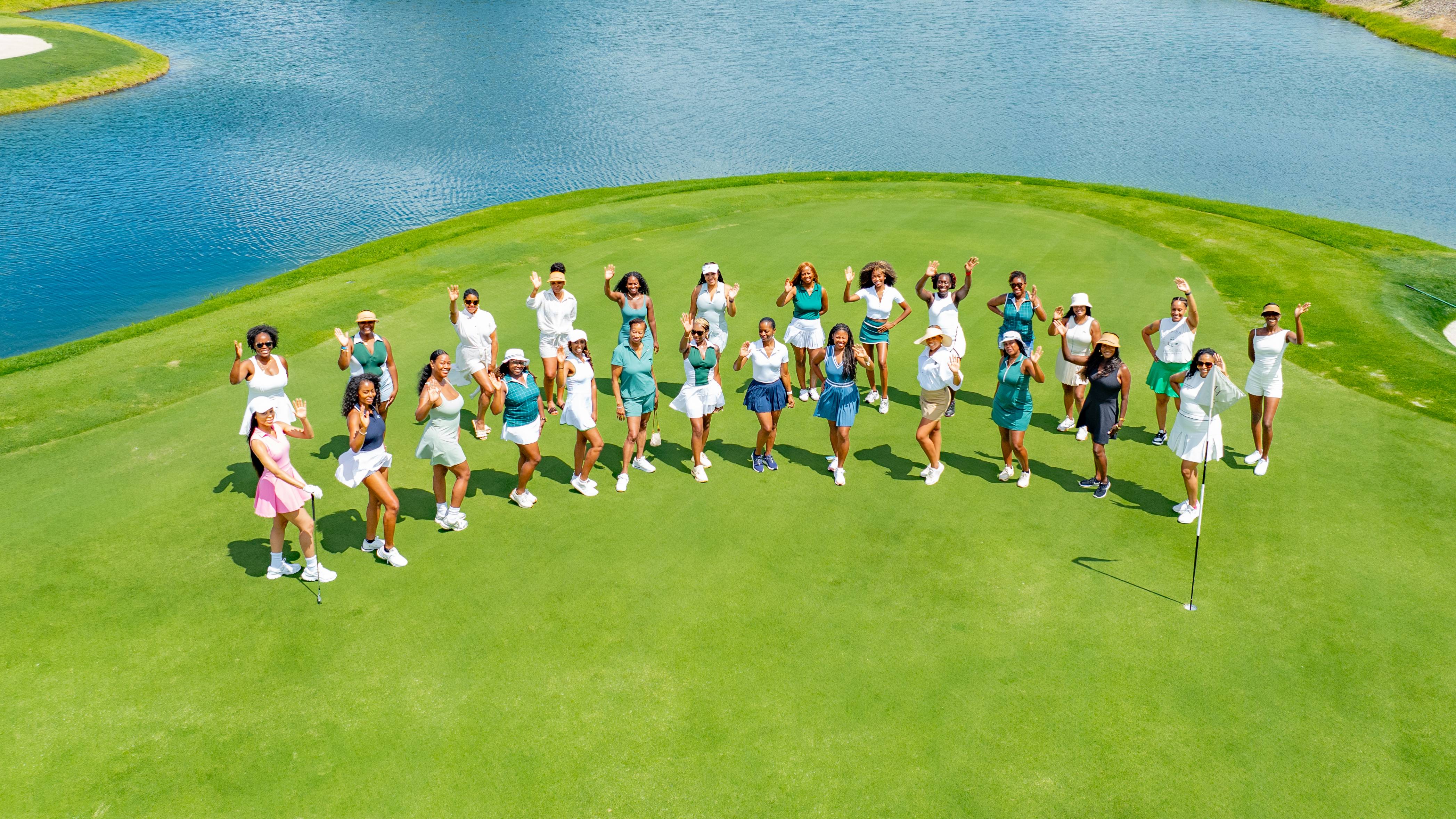 Group of female golfers on holiday
