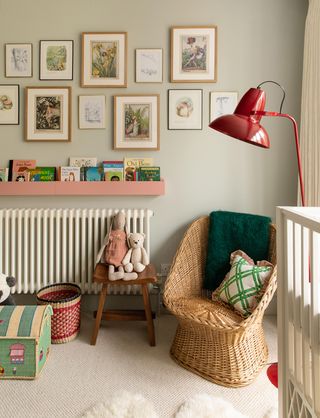 playroom with wicker chair