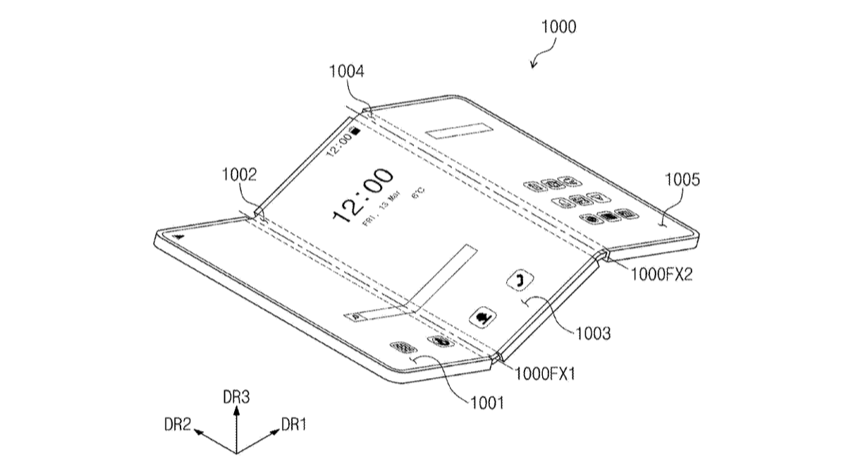 Diagrams detailing a possible triple Samsung device, taken from a patent filed in 2021