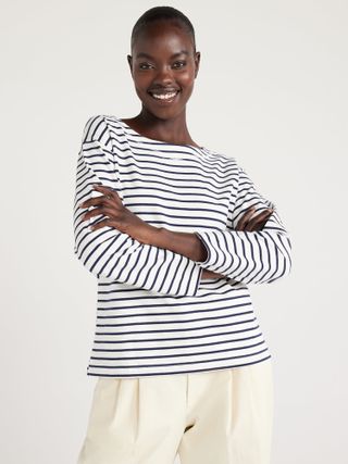 Free Assembly Women’s Boatneck Tee With Long Sleeves, Sizes Xs-Xxl