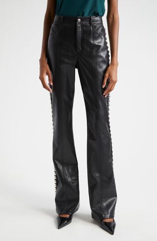 Shailene Stud Detail Faux Leather Pants