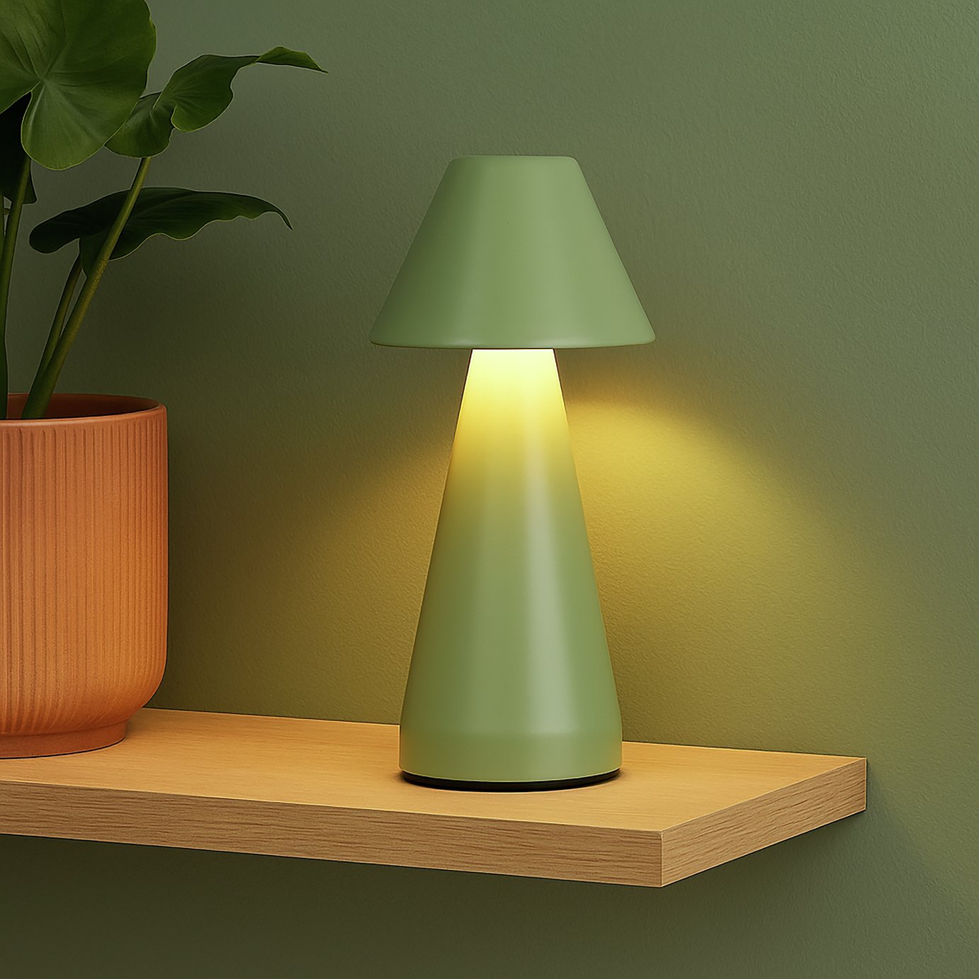 Searchlight Metal Rechargeable Cone Led Table Lamp - Sage