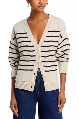 Aqua Striped V Neck Cardigan