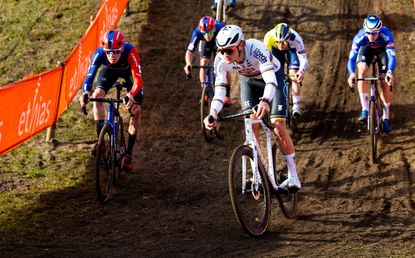 Mathieu Van Der Poel rides the Hoogerheide World Cup cyclo-cross, January 2024