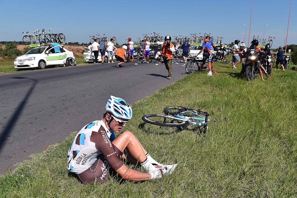 An AG2R riders took a tumble during the stage.