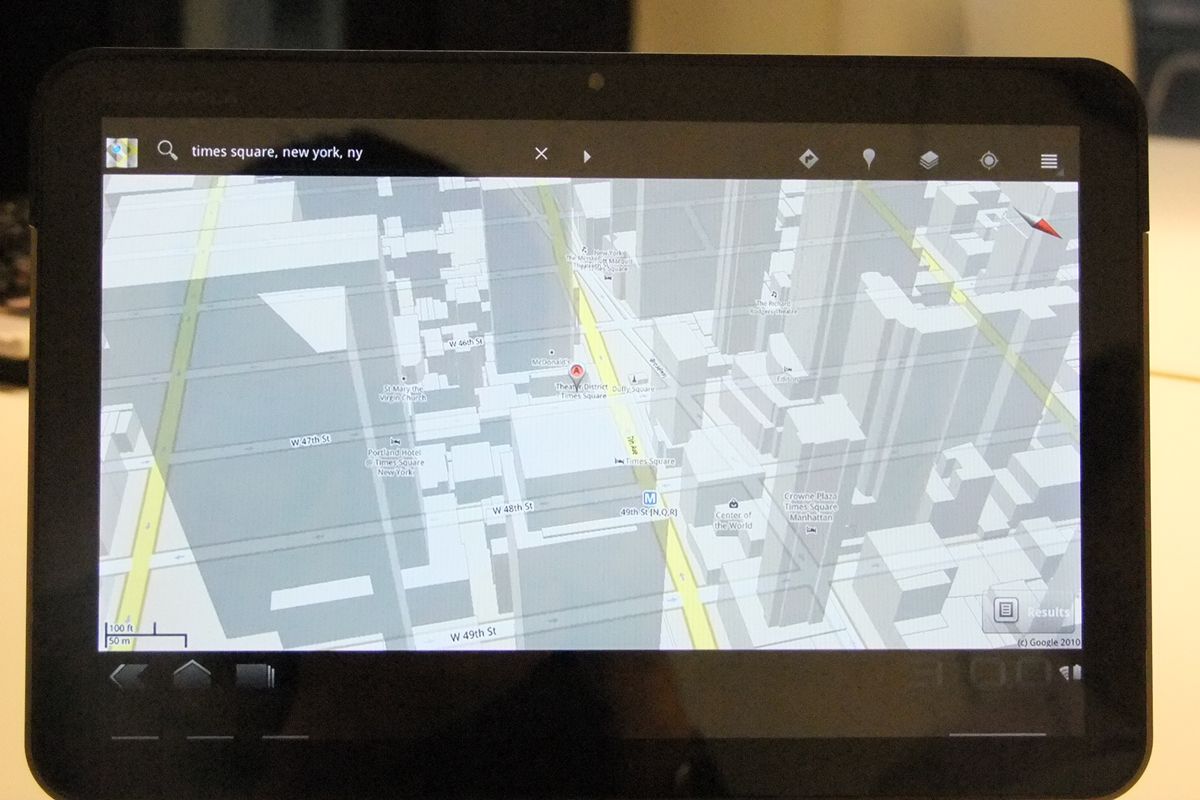 3D Google Maps in Android 3.0 Honeycomb on the Motorola Xoom