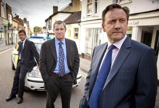 DS Ben Jones (played by Jason Hughes), DCI Tom Barnaby (played by John Nettles) and DCI John Barnaby (played by Neil Dudgeon) from Midsomer Murders (Bentley Productions/PA)